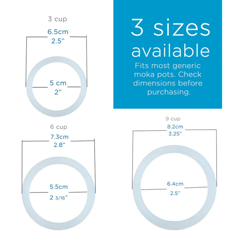 GROSCHE Milano Stovetop Espresso Maker Replacement - 9 Espresso Cup Size Silicone Gasket Seals (3 Seals) & 1 Replacement Filter Screen Kit for Moka Pots - Image 2